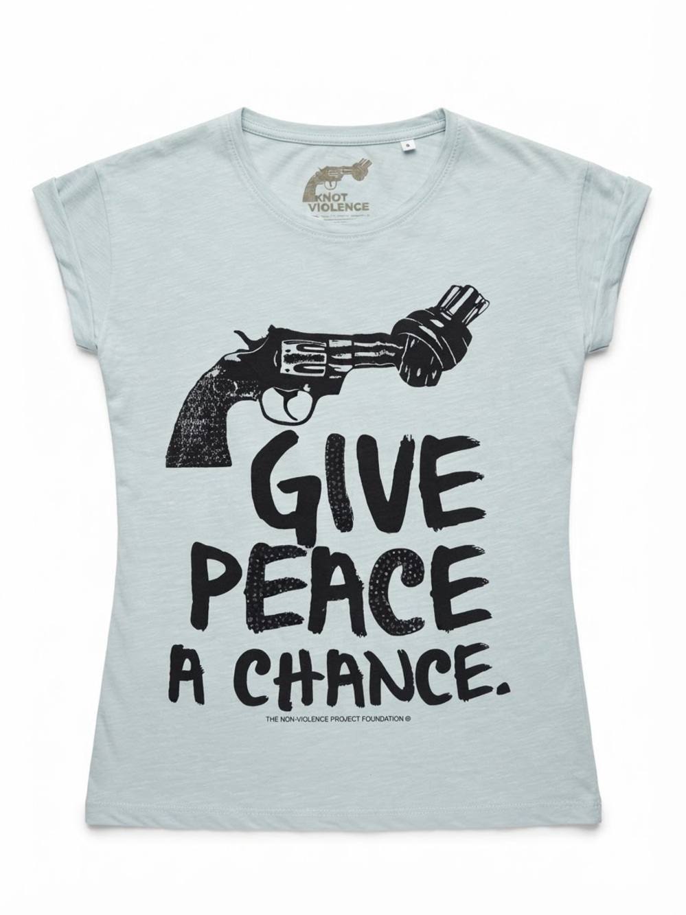 Women's Light Blue 'Give Peace a Chance' Graphic Tee - small